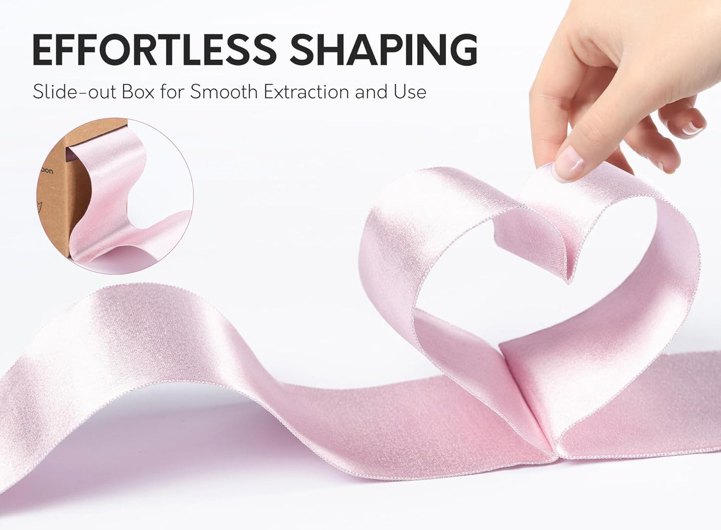 Pink Satin Wired Ribbon 2-1/2 Inch Double-Faced Sliver Glitter Ribbons for Valentines Day Tree Decoration Gift Wrapping Home Decor 10 Yards