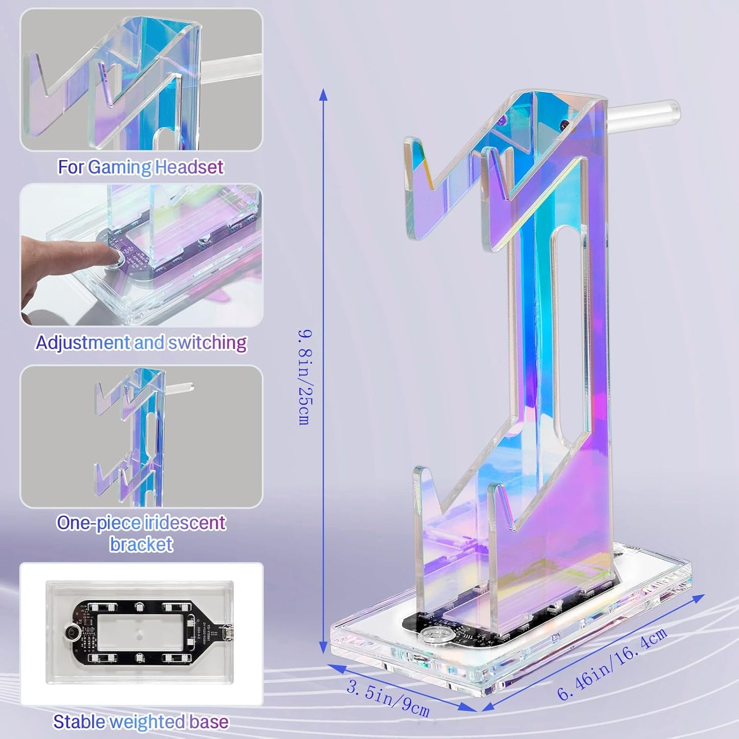 Game Controller Holder with Light Colorful Acrylic Headphones Stand with 3 Modes 7 Colors USB Charging Port for PS4, PS5, PC Universal Design (2 Tiers with Lights)