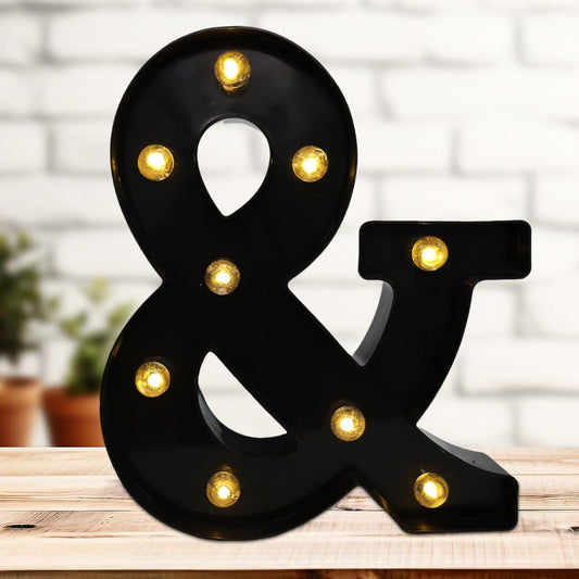 Led Marquee Letters, 8.58 Inch Black Light Up Letters, Small Led Letter Lights, Battery Powered Lighted Letterfor Table, Party, Birthday, Christmas Decor (Black, Letter &)