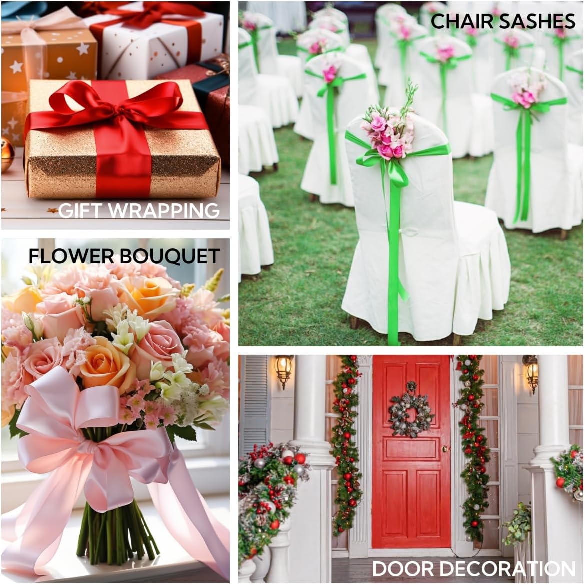 4 Inch 25 Yard Wide Satin Ribbon Red, Solid Fabric Large Ribbon Roll for Cutting Ceremony Wedding Opening Party Decoration, Chairs, Sewing, Festival Pageant Sashes