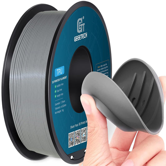 Geeetech TPU Filament 1.75mm – 95A Flexible 3D Printer Filament with High Elasticity, 1KG (2.2lbs) Spool, Dimensional Accuracy ±0.03mm, Fits Most FDM Printers (Grey)