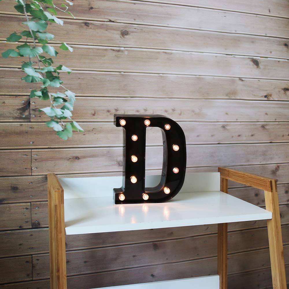 OYCBUZO Light Up Black Alphabet Marquee Letters Sign LED Marquee Number Lights Sign for Night Light Home Bar Christmas Lamp Birthday Party Wedding Decoration D