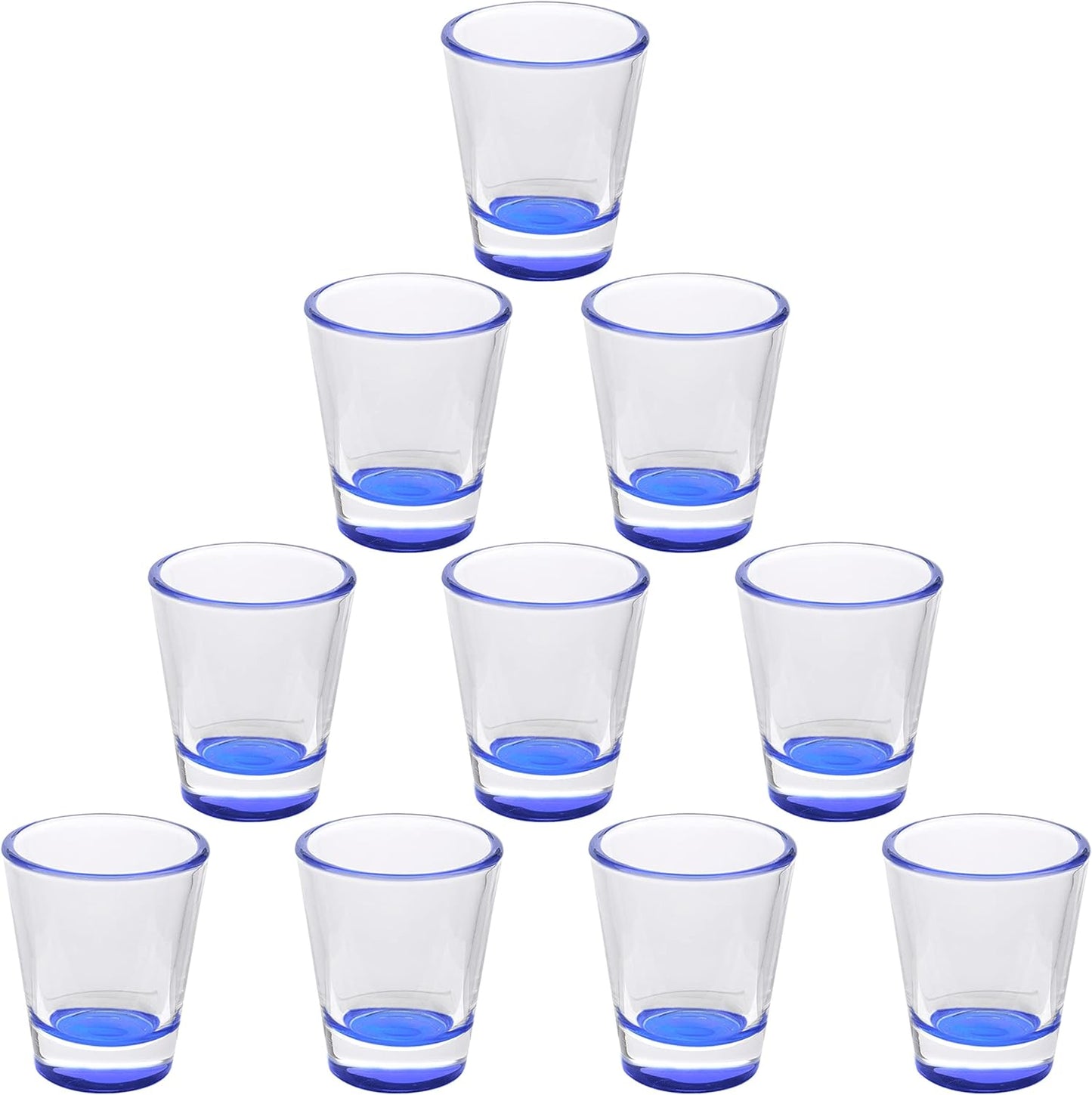 DISCOUNT PROMOS Shot Glasses Set 1.75 oz. Set of 10 Bulk Pack, Wedding Favor, Birthday Party, Tequila Shot Glasses, Vodka Shot Glass - Blue Bottom Color