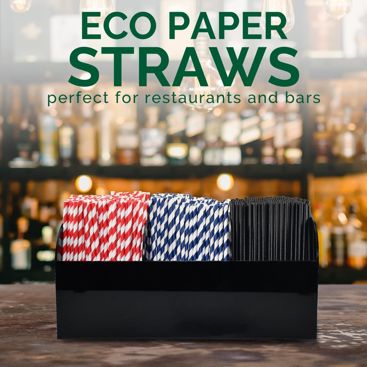 Biodegradable Paper Drinking Straws Bulk - Navy Blue, 1000 Counts - 7.75 Inches, 0.24'' Diameter