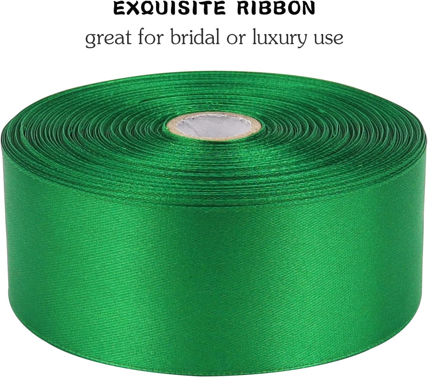 Green Solid Satin Ribbon 1-1/2 Inch 50 Yards Solid Polyester Fabric Ribbon for Gift Wrapping Wedding Christmas Baby Shower Birthday Party Decoration Handmade Immortal Flower Craft