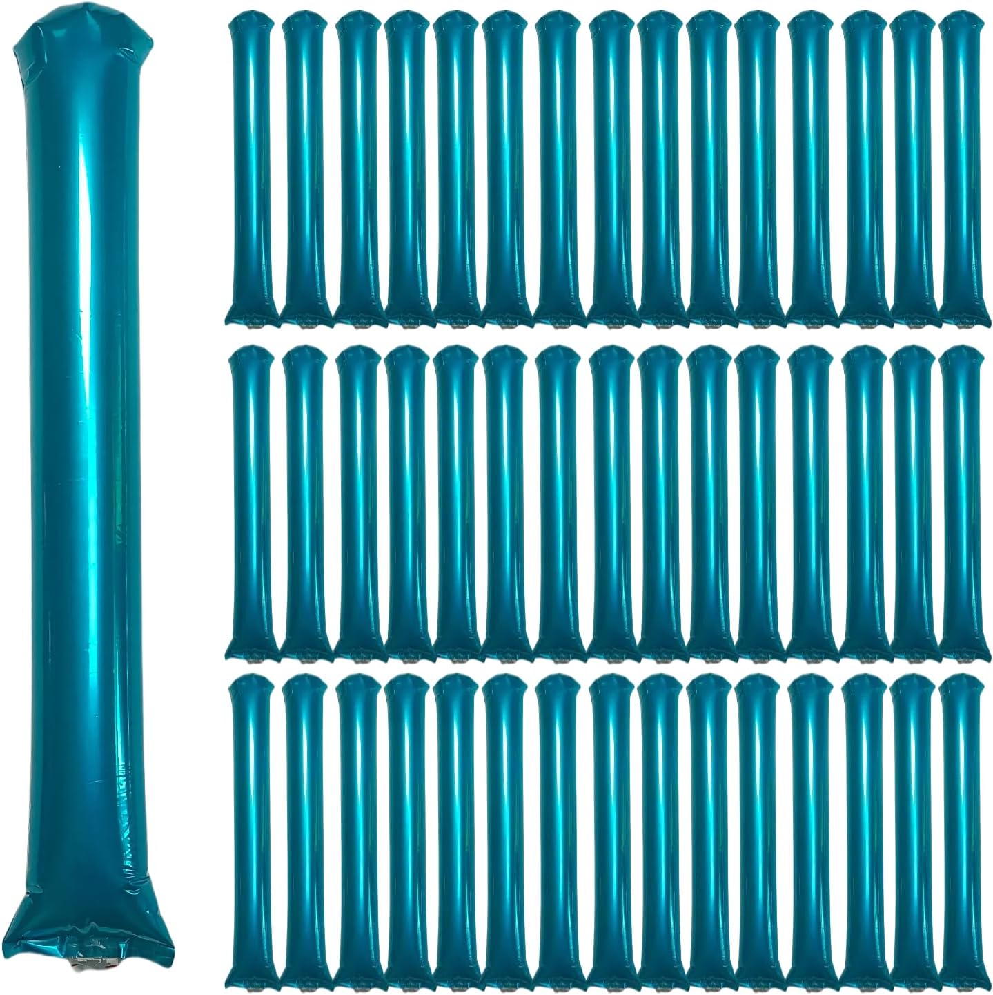 48pcs Round Head Boom Sticks Thunder Sticks Cheering Sticks Team Spirit Plastic Cheerleading Spirit Stick Clapper Inflatable Noise Maker Sports Supply (Metallic Blue)