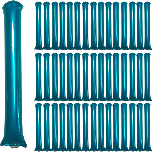 48pcs Round Head Boom Sticks Thunder Sticks Cheering Sticks Team Spirit Plastic Cheerleading Spirit Stick Clapper Inflatable Noise Maker Sports Supply (Metallic Blue)