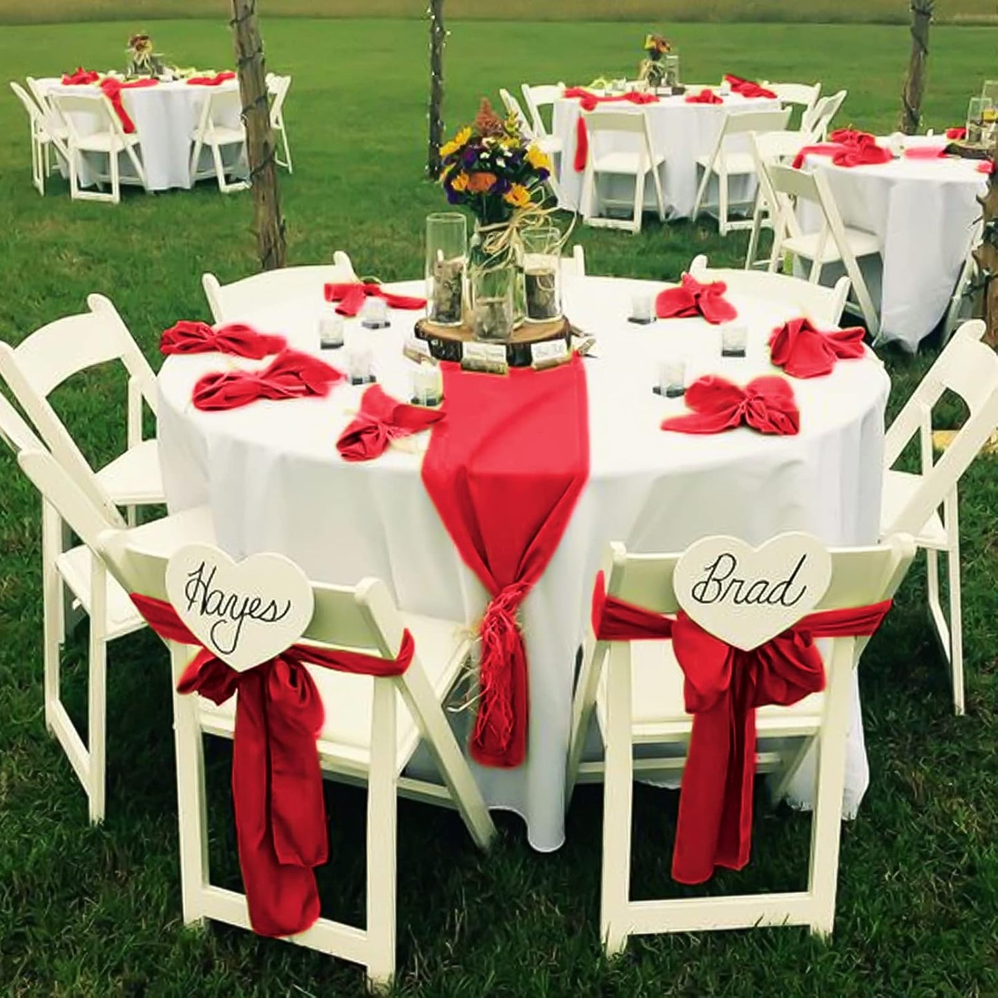 fani 120 PCS Red Satin Chair Sashes Bows Universal Chair Cover for Wedding Reception Restaurant Event Decoration Banquet,Party,Hotel Event Decorations (7 x 108 inch)