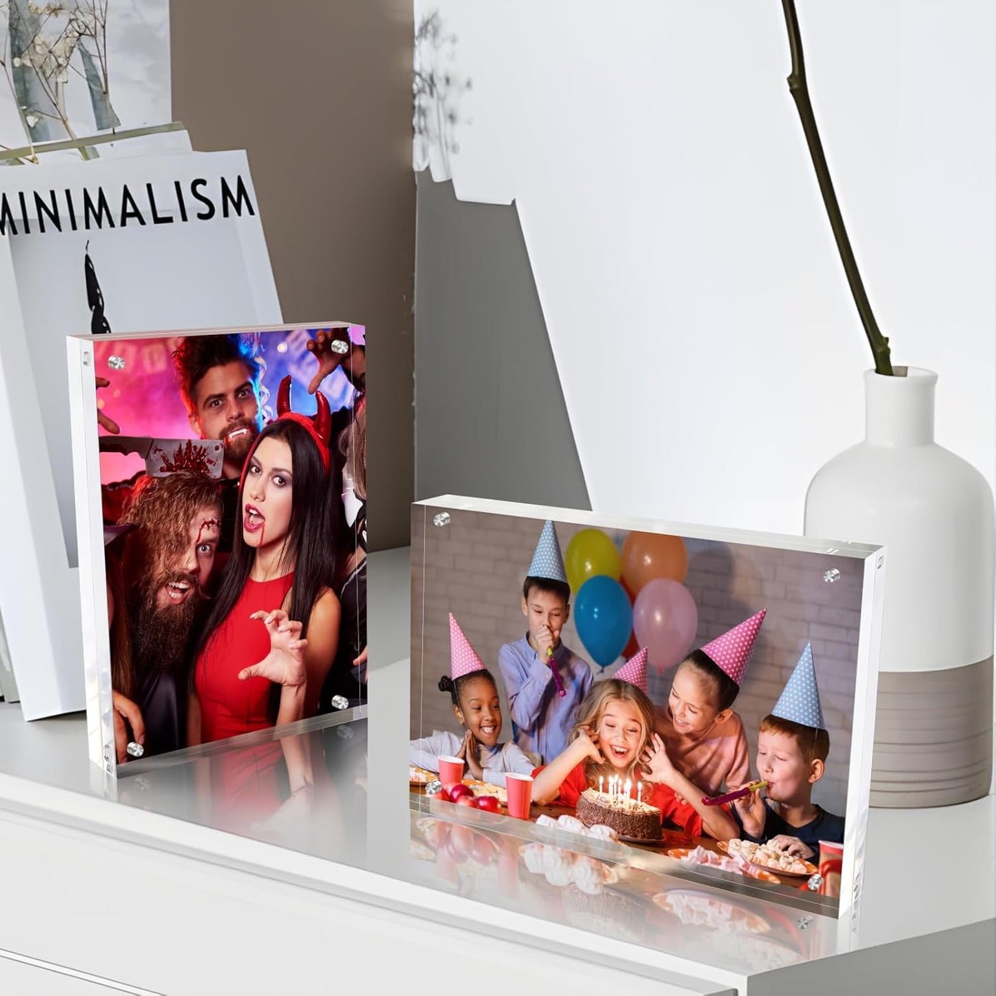 5x7 Inches Acrylic Picture Frames 1 Pack, Double Sided Magnetic Photo Frames,Free Standing on Desk or Table Clear Picture Frames