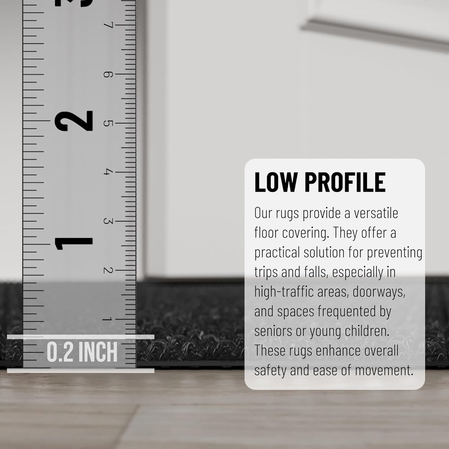 Ottomanson Commercial Scrape Rib Entry Mat – Heavy Duty Ribbed Floor Mat for High Traffic – Non Slip Rubber Back, Waterproof – Indoor Outdoor Use for Offices, Schools, Lobbies, 2' x 49', Black