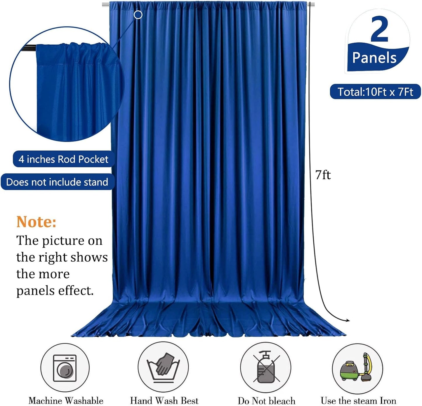 10 x 7 Feet Royal Blue Backdrop Curtain for Partie, Background Curtains for Photoshoot, Birthday, Wedding, Halloween, Thanksgiving, Christmas, New Year Party Decorations 5Ft x 7Ft, 2 Panels