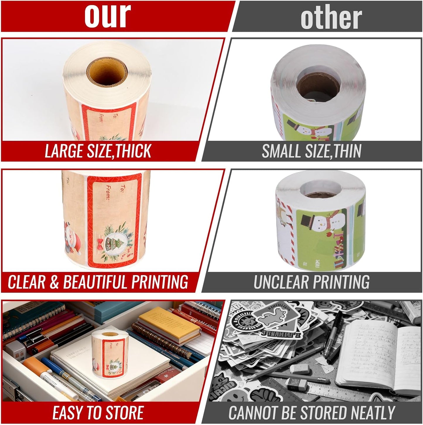 500 PCS Christmas Gift Tags Christmas Santa Claus Stickers Self Adhesive Vintage Christmas Tag Christmas Festival Holiday Decor（New）