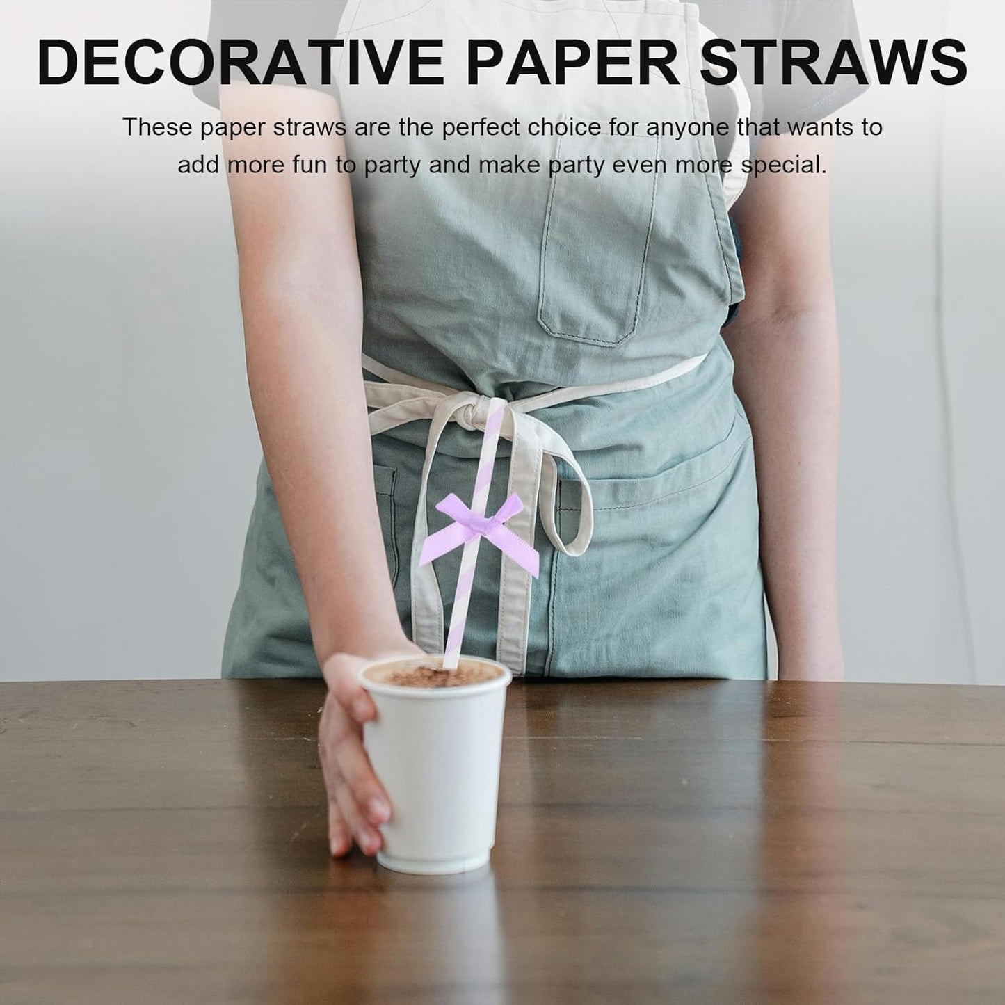 60Pcs Purple Paper Straws with Bow Tie Decorations, Disposable Drinking Straws for Birthday, Wedding, Baby Shower, Party Supplies and Festive Events