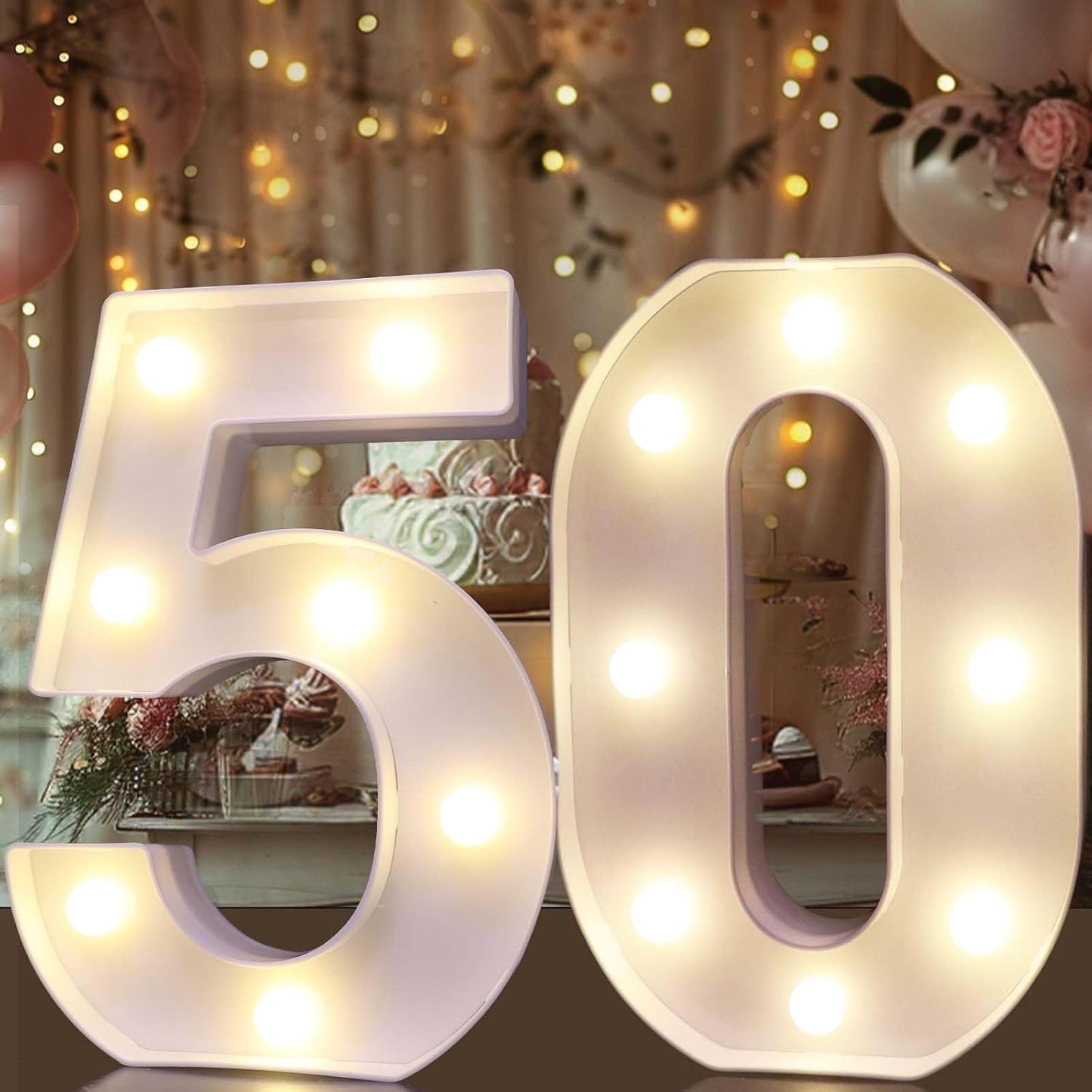 Pooqla 50th Birthday Decorations for Women Men, Light Up Numbers 50 for Party Table Backdrop Wall Decors, 50th Birthday Gift for Her Him, Marquee Number for Wedding Anniversary Decorations