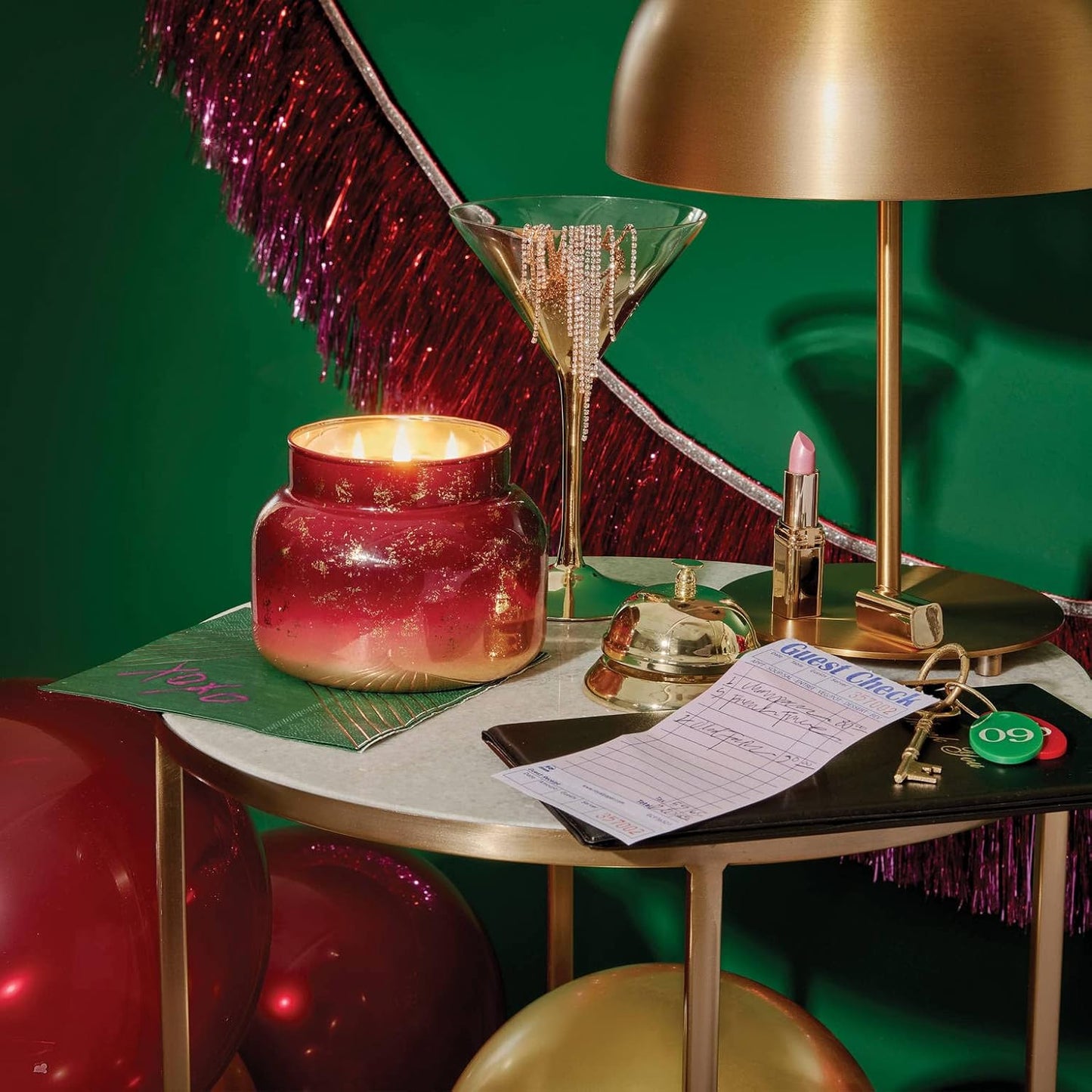 Capri Blue Glimmer Jar Candles - Luxury Holiday Scented Candles for Home - Long Lasting Soy Wax Blend - Scented Holiday & Home Decor - Tinsel & Spice Oversized Jar (28 oz)