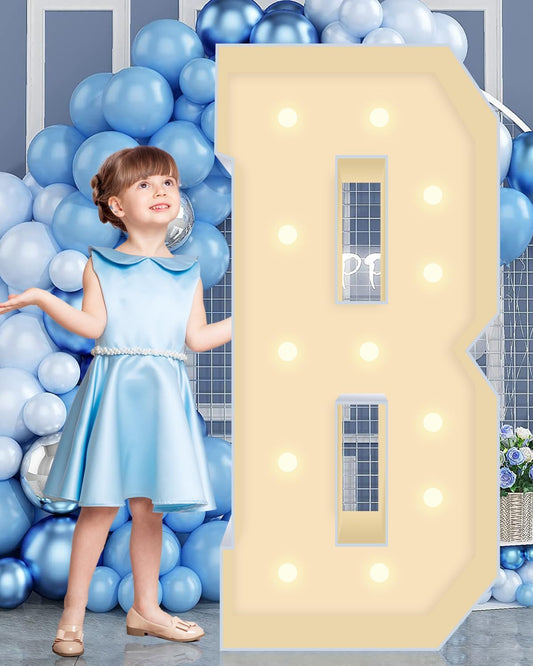 4FT Marquee Plastic Letters B - Light up Letters B Are Made from Corrugated Plastic Board - Quick Assembly Without Tools, Disassembled Components Can Be Used for Garage Sale Signs, Yard Sale Signs
