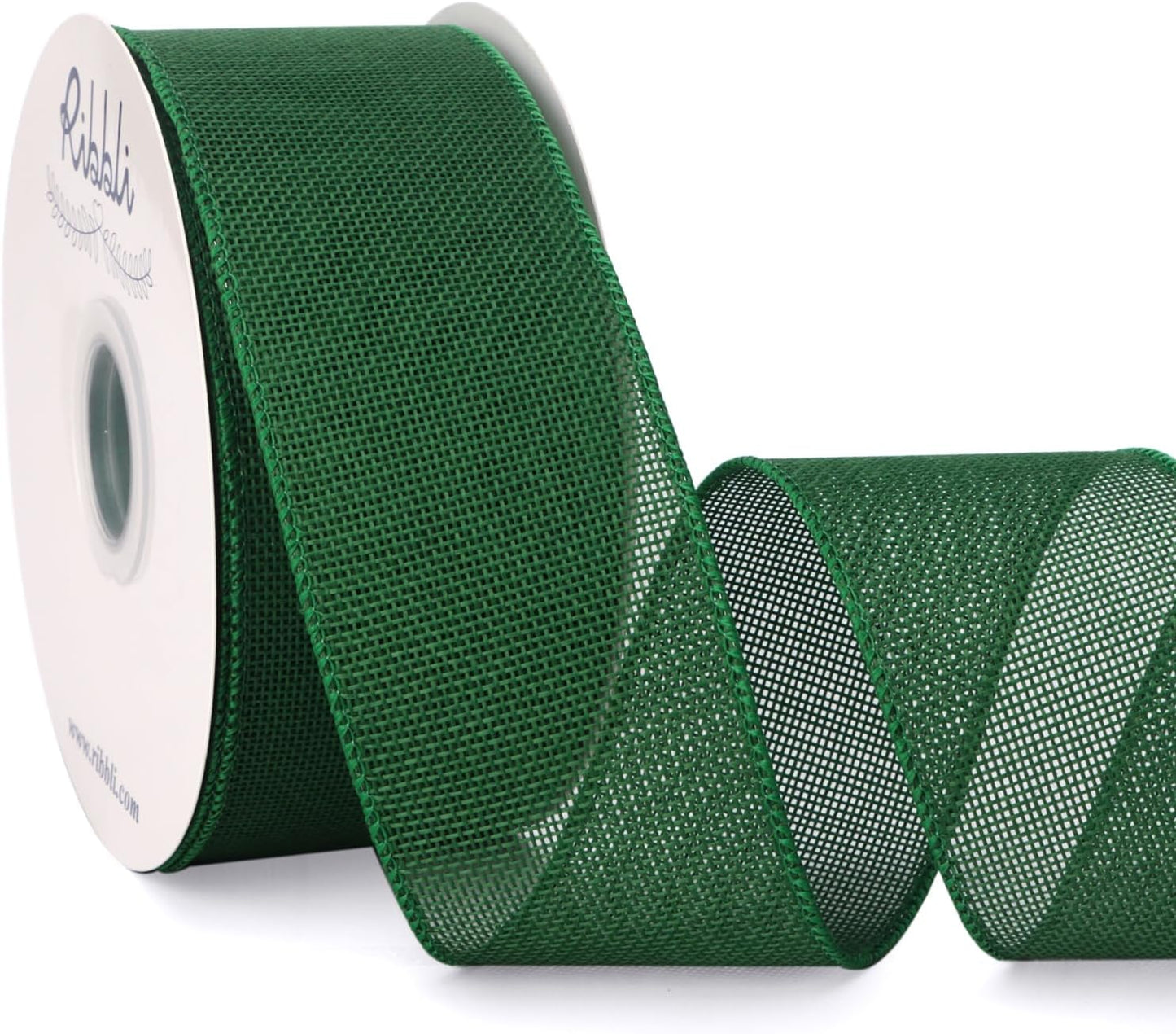 Ribbli Green Burlap Wired Ribbon, 2-1/2” Inch x Continuous 20 Yard, Green Wired Ribbon for Wreaths,Big Bows,Tree Decoration,Outdoor Decoration