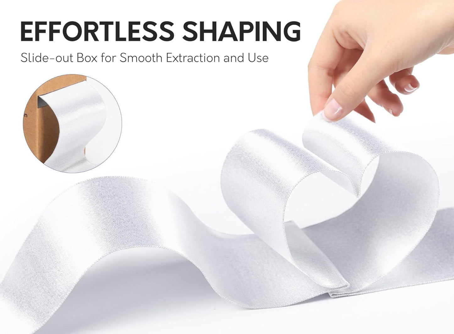 White Satin Wired Ribbon 2-1/2 Inch Double-Faced Sliver Glitter Christmas Ribbons for Wreath, Tree Decoration, Gift Wrapping, Home Decor 10 Yards