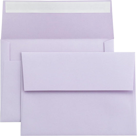 PONATIA 50 Pieces 5x7 Envelopes, Lilac A7 Envelopes Self Seal for Weddings, Invitation Cards, Photos, Postcards, Greeting Cards Mailing, Baby Shower, Graduation, Christmas Gift Cards