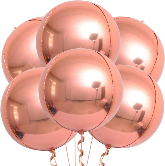 KatchOn, Giant Rose Gold Balloons - 22 Inch, Pack of 6 | Rose Gold Foil Balloons for Bridal Shower Decorations | Rose Gold Mylar Balloon for Bachelorette, Anniversary, Birthday Party Decorations