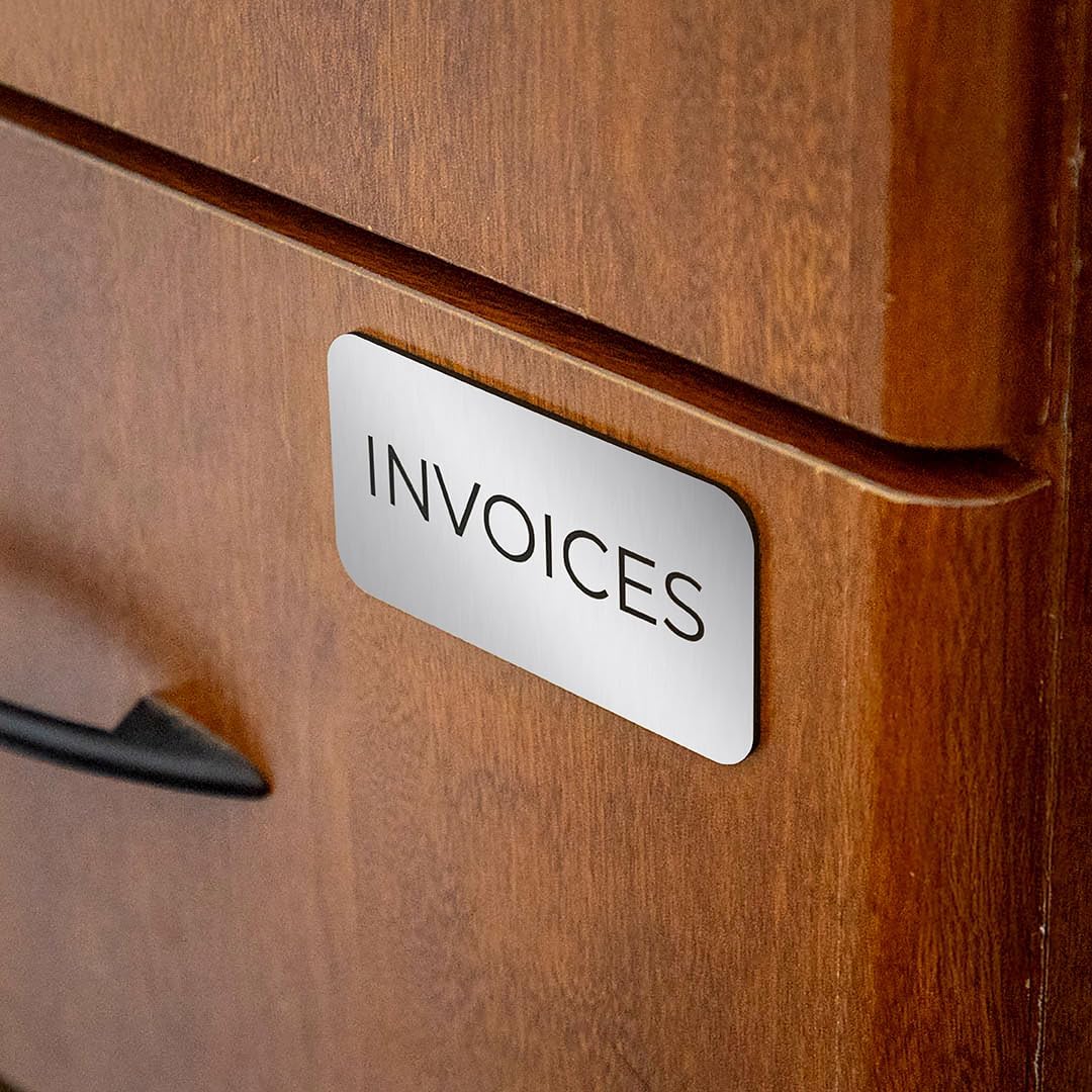 Name Tag/Badge Blanks - 50 Pack - 1-1/2" X 3" (Brushed Silver) Round Corners, Magnetic Backing