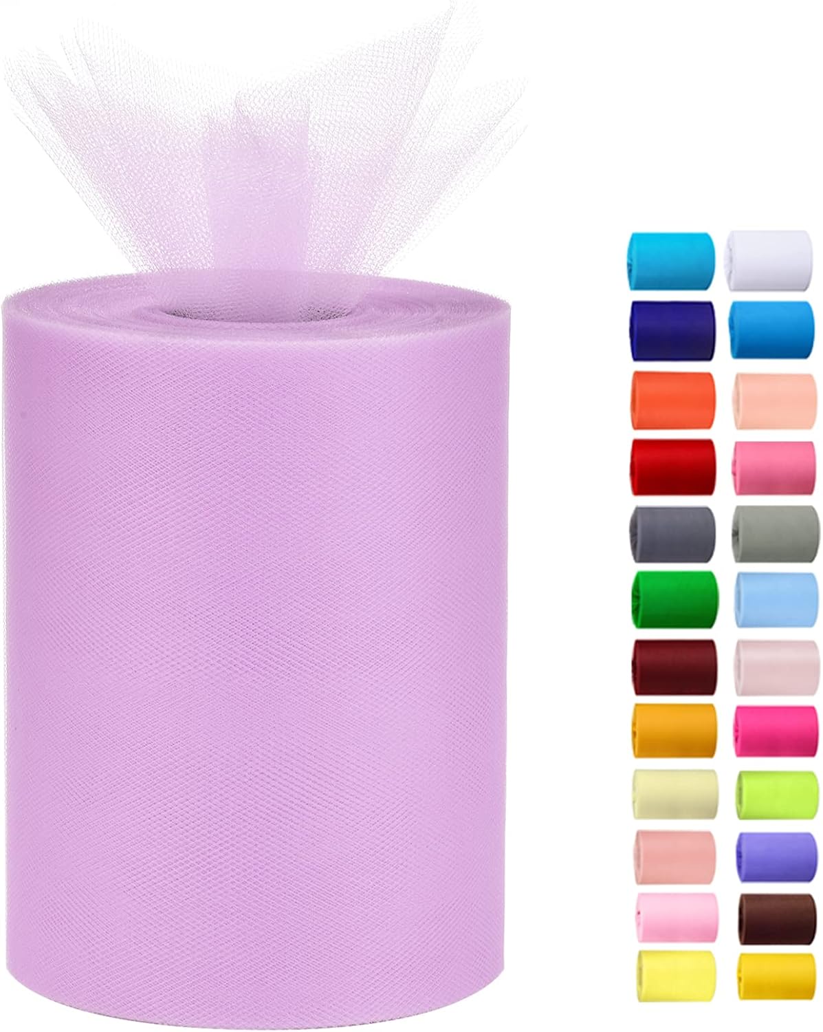 Tulle Rolls 6” by 100 Yards (300 feet) Tulle Roll Spool Fabric for DIY Tutu Skirts Wedding Baby Shower Crafts Decorations Party Supplies(Lilac)