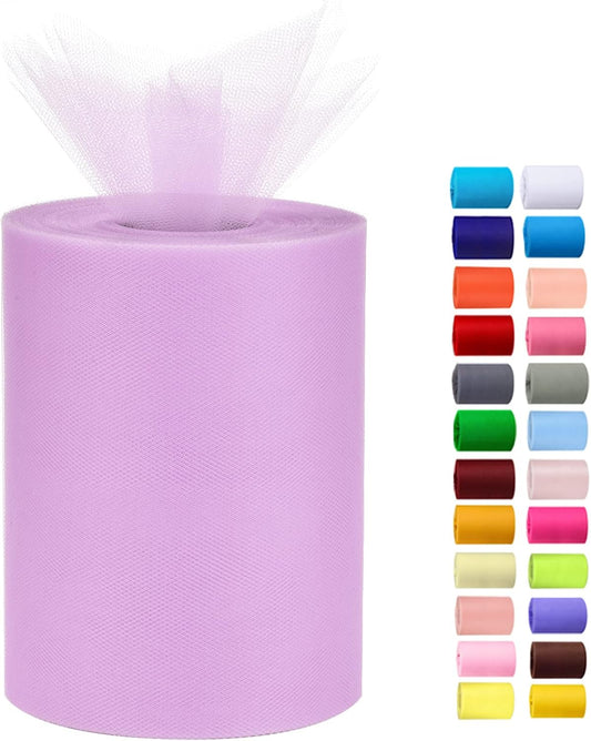 Tulle Rolls 6” by 100 Yards (300 feet) Tulle Roll Spool Fabric for DIY Tutu Skirts Wedding Baby Shower Crafts Decorations Party Supplies(Lilac)