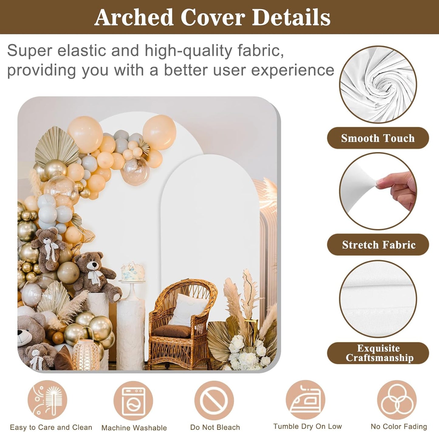 Wedding Arch Backdrop Stand and Cover Set(7.3FT,6FT) Set of 2,Metal Balloon Arch Stand Frame for Wedding Birthday, Party, Baby Shower, Graduation Ceremony,White