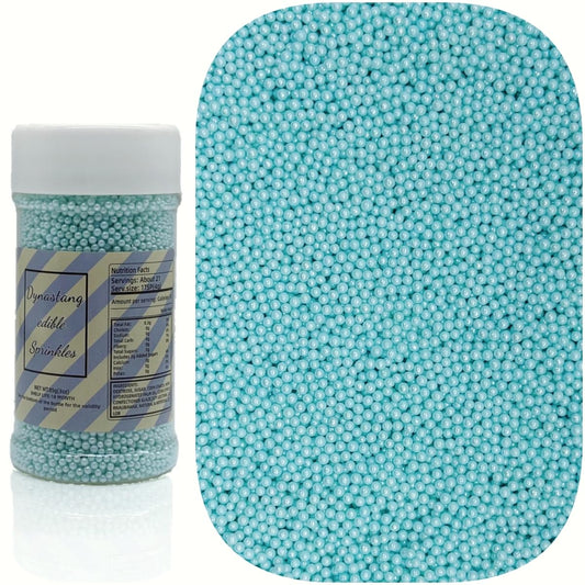 Dynastang 2mm Light Blue Pearls Sprinkles Edible Pearls Cake Decorating Stars Cake Decorations Cupcake Toppers Cookie Decorating Perfect for Cakes, Cupcakes, Desserts Toppings 3OZ