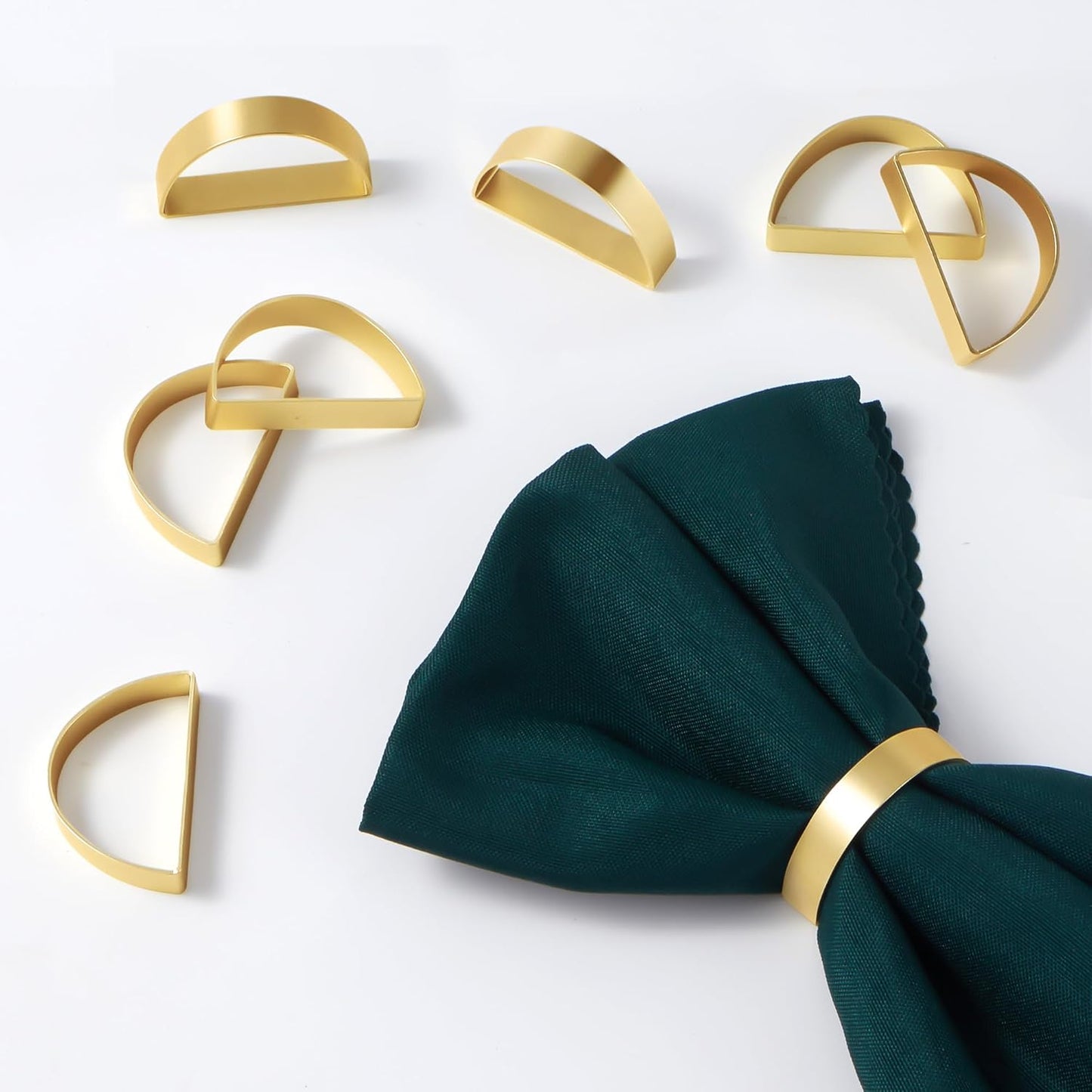 Gold Napkin Rings Set of 4, Stainless Steel Metal Gold Napkin Holder, Fall Thanksgiving Christmas Easter Napkins Rings for Table Decor Wedding, Banquet, Party