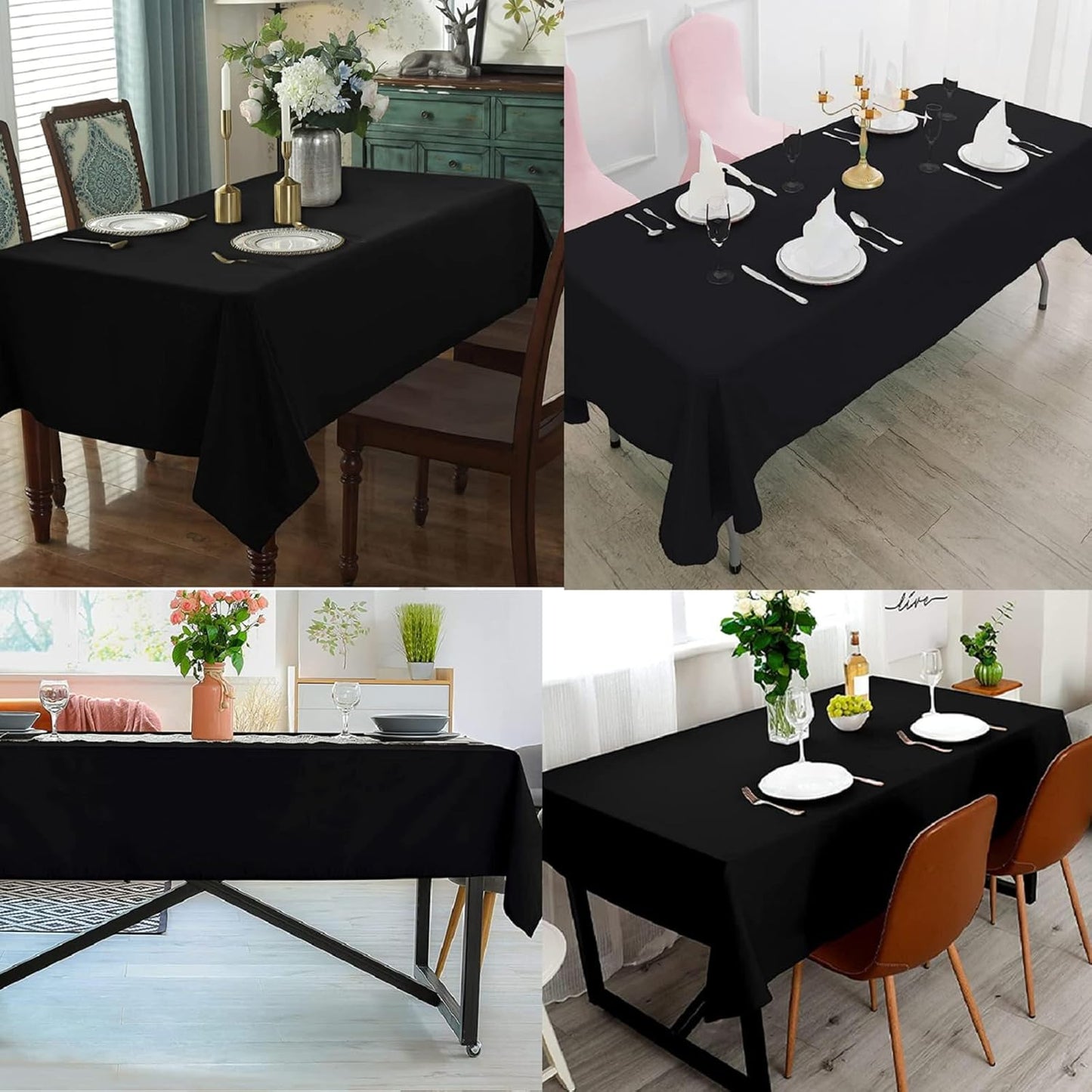 6 Pack Black Table Cloth Rectangle Table 60 x 126 Inch Tablecloths for 6 Foot Rectangle Tables. Stain and Winkle Resistant Polyester Washable Table Cloths for Parties Wedding Dining