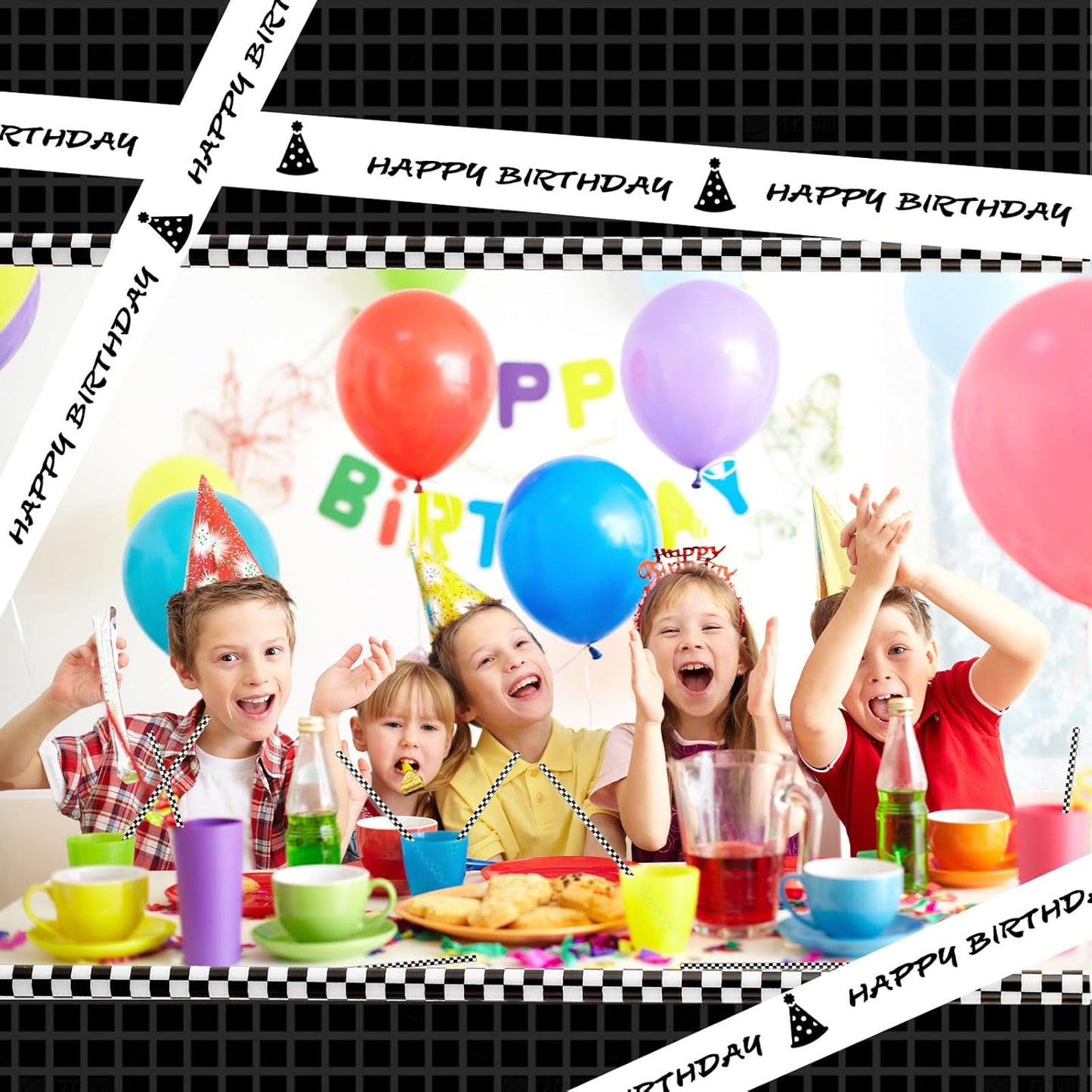 Domensi 100 Pcs Black and White Checkered Racing Straws Plastic Disposable Drinking Straws Hard Plastic Reusable Striped Flag Party Supplies for Race Car Sports Themed Birthday Decoration