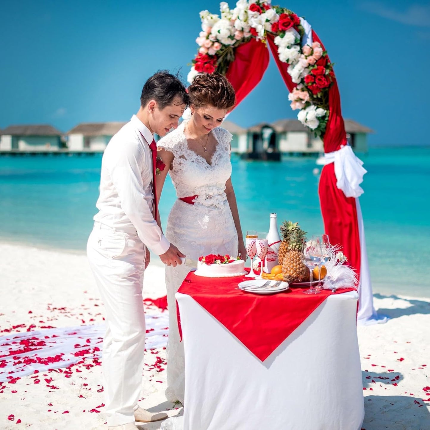 10 x 7 Feet Red Backdrop Curtain for Partie, Background Curtains for Photoshoot, Birthday, Wedding, Halloween, Thanksgiving, Christmas, New Year Party Decorations 5Ft x 7Ft, 2 Panels