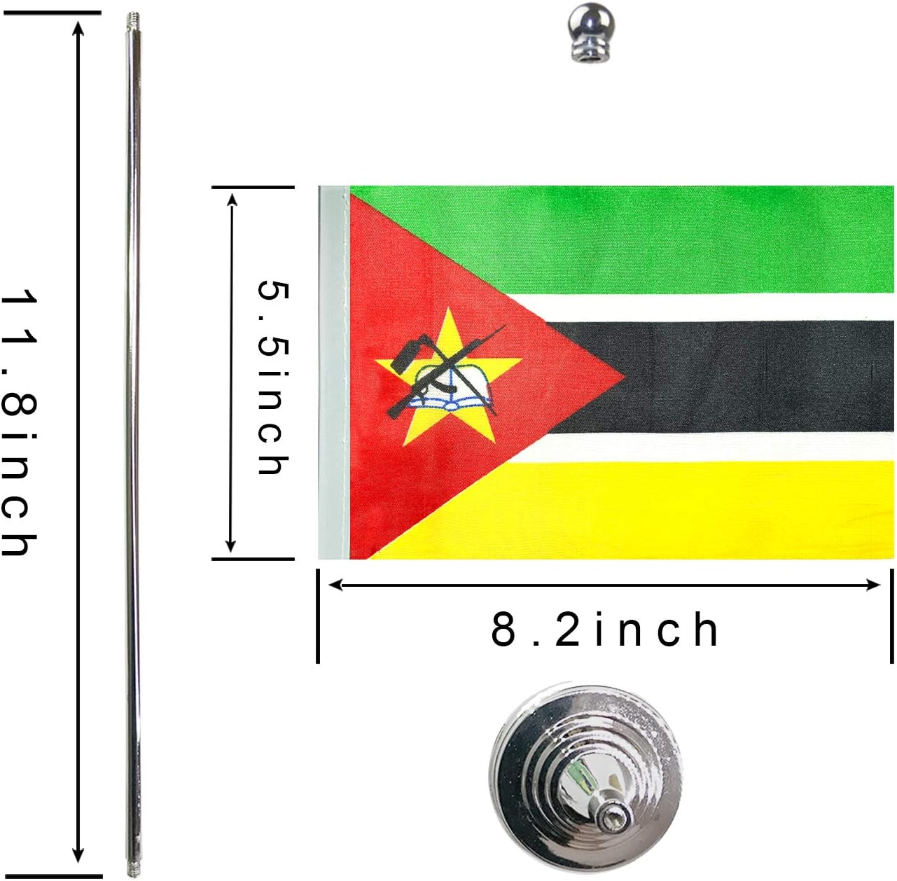 GentleGirl.USA Mozambique Table Flags,Stick Small Mini Mozambican Flag Office Desk Flag on Stand with Stand Base, International Festival Mozambique Theme Party Decoration,Home Desk Decoration