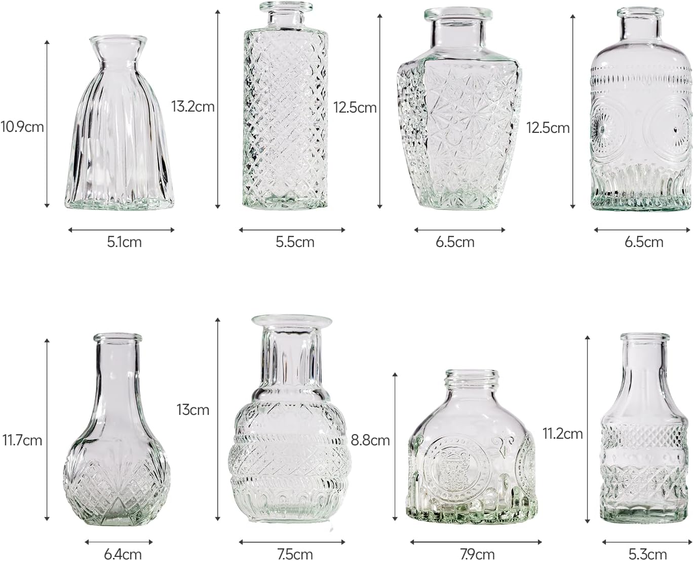 16 Pcs Flower Glass Bud Vases, Loose Transparent Flower Bud Vases, Mini Glass Vases, Small Vases, Family Wedding Table Decorations