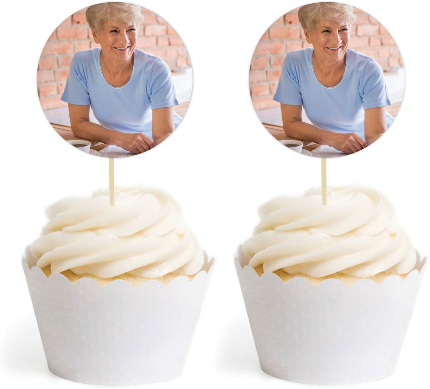 Andaz Press Bulk Photo Personalized Gift and Party Favors Collection, Round Cupcake Toppers, Custom Photo, 18-pack