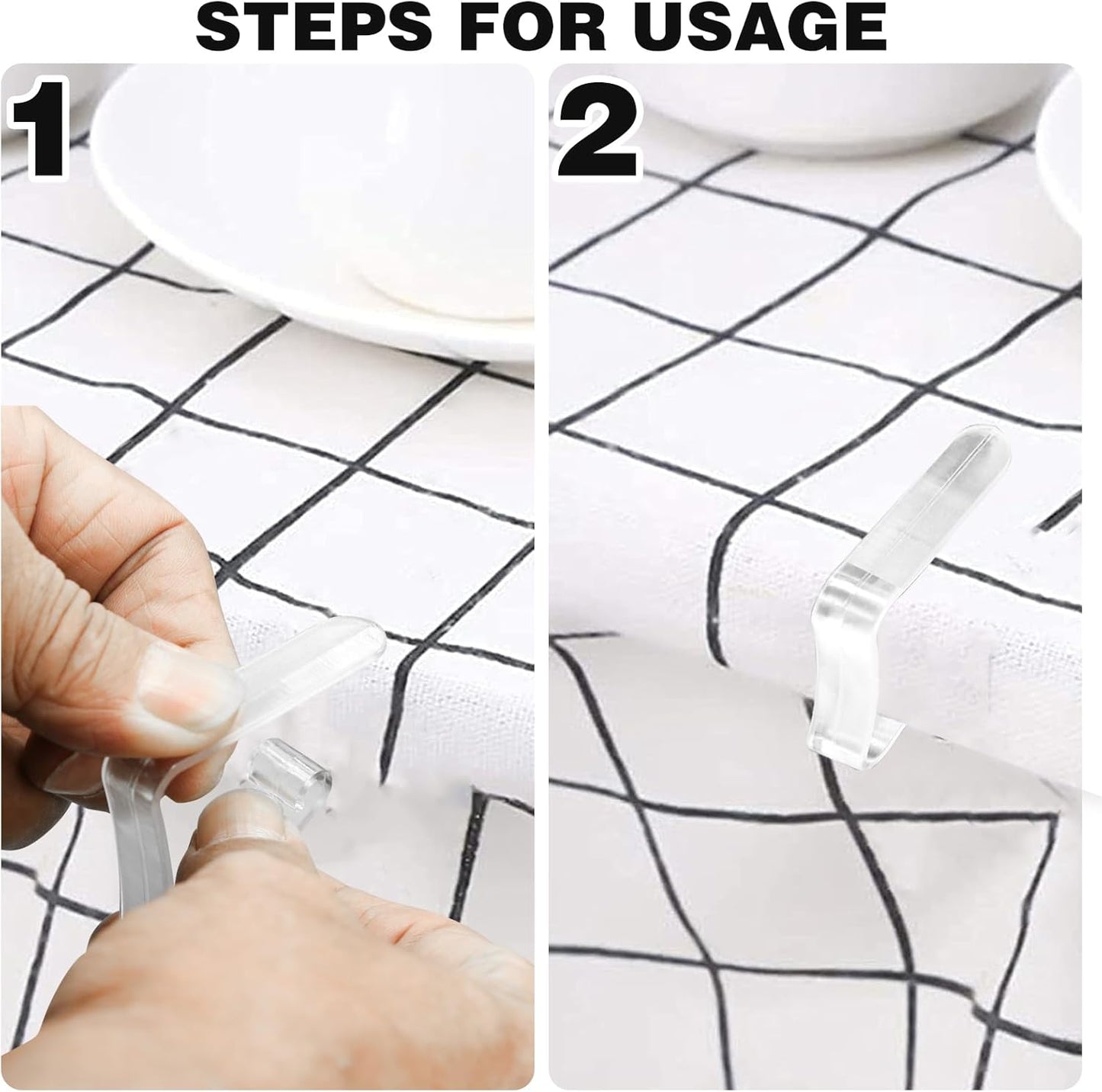 48 Pcs Plastic Table Cloth Holder - Clear Clips for Outdoor Picnic Tables, Skirt Clip to Hold Down Tablecloth for Party Events