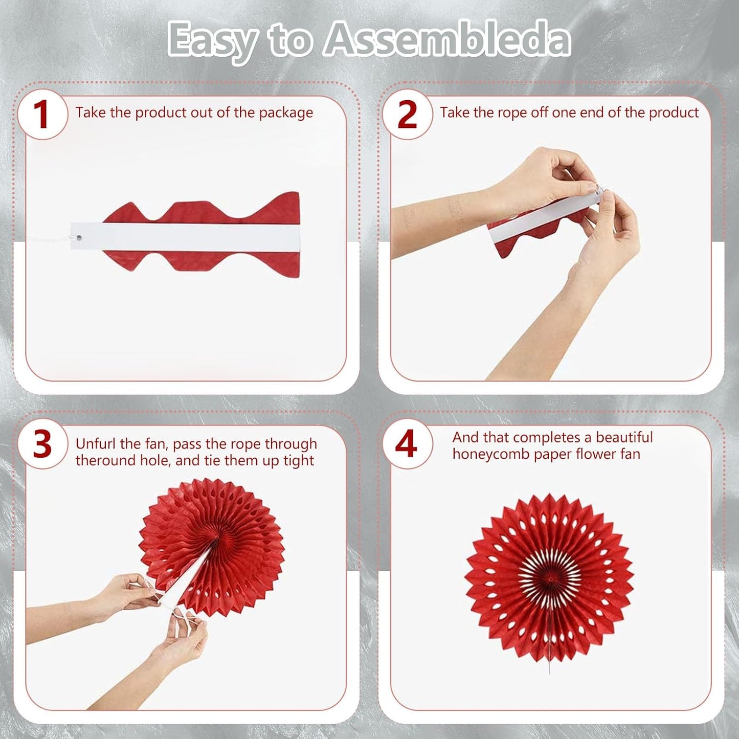 20 Pcs Silver Grey Hanging Paper Fan, Hanging Honeycomb Round Paper Fans for Weddings, Birthdays, Christmas, Baby Showers, Classroom, Events Ceiling Party Supplies Decorations