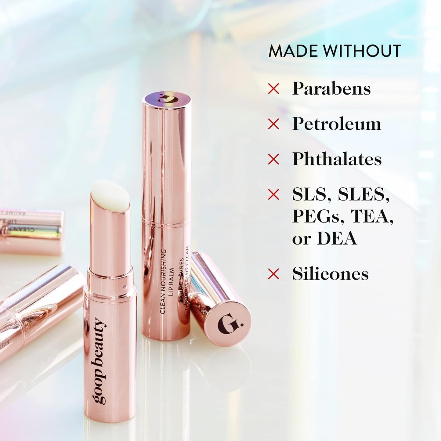 goop Beauty Clean Lip Balm | Dry Lips Treatment | Coconut Oil, Pomegranate Extract, & Shea Butter | Petroleum Free | 0.16 oz