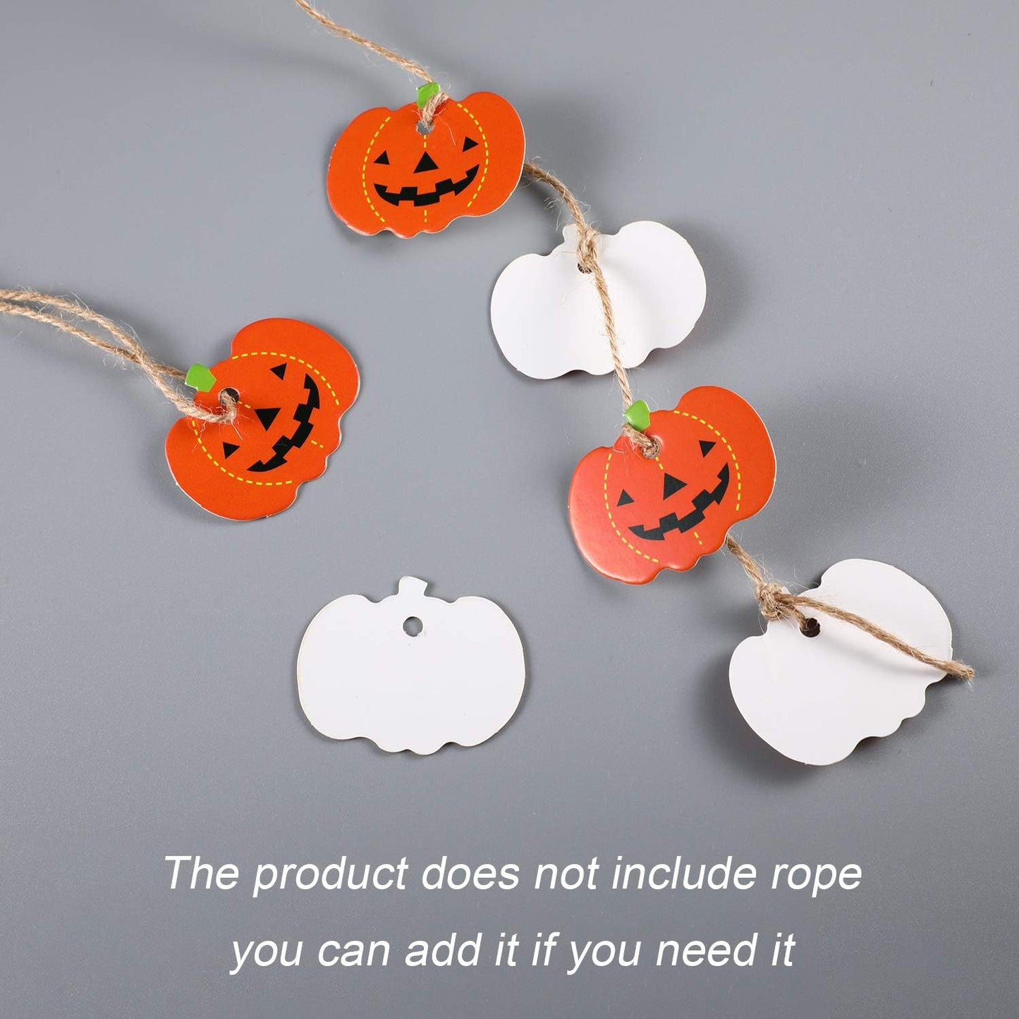 100 Pieces Halloween Pumpkin Gift Tags Paper Hanging Pumpkin Tags Pendants Christmas DIY Party Decorations with Pre Cut Holes, 1.8 x 1.4 Inches