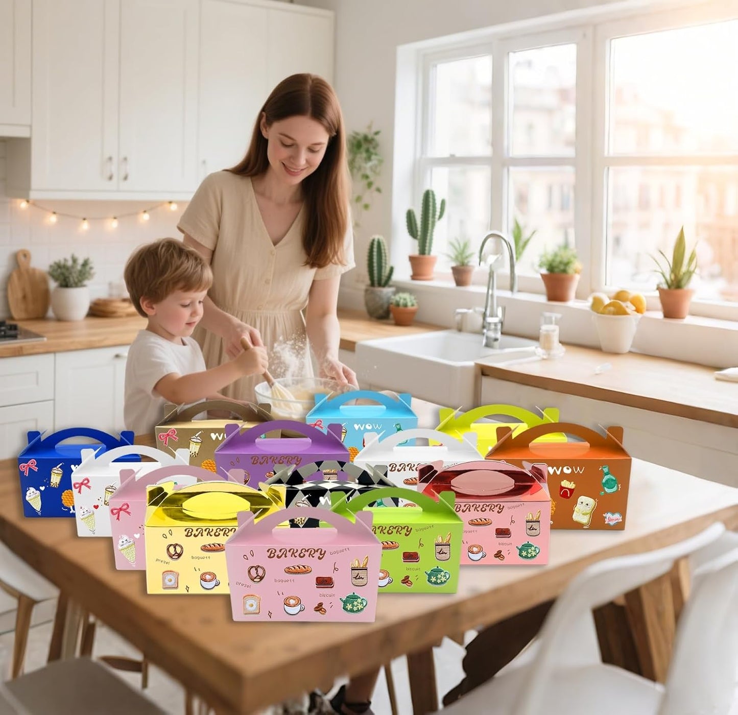 30-Pack Sunset Orange Gable Treat Boxes with Handles, 6" Pop-Up Party Favor Gift Boxes for Birthday,Wedding,Baby Shower, Eco-Friendly Candy, Cookie, Goodie Bags for Kids, Bachelorette Decor