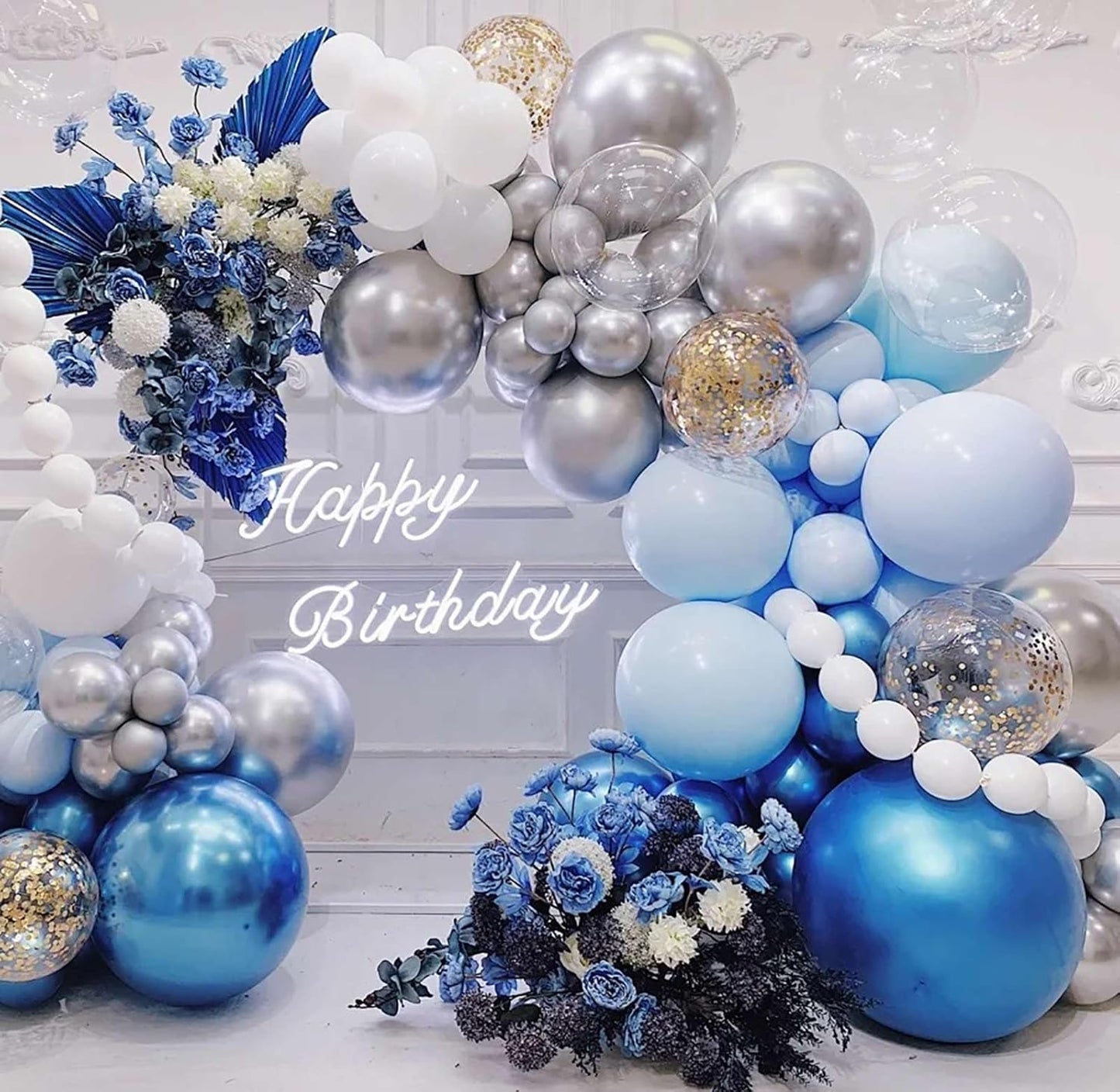 50pcs Silver Foil Confetti Balloons,12 inch Latex Balloon with Silver Confetti Inside for Birthday Family Party Wedding Party Baby Shower Decoration Supplies