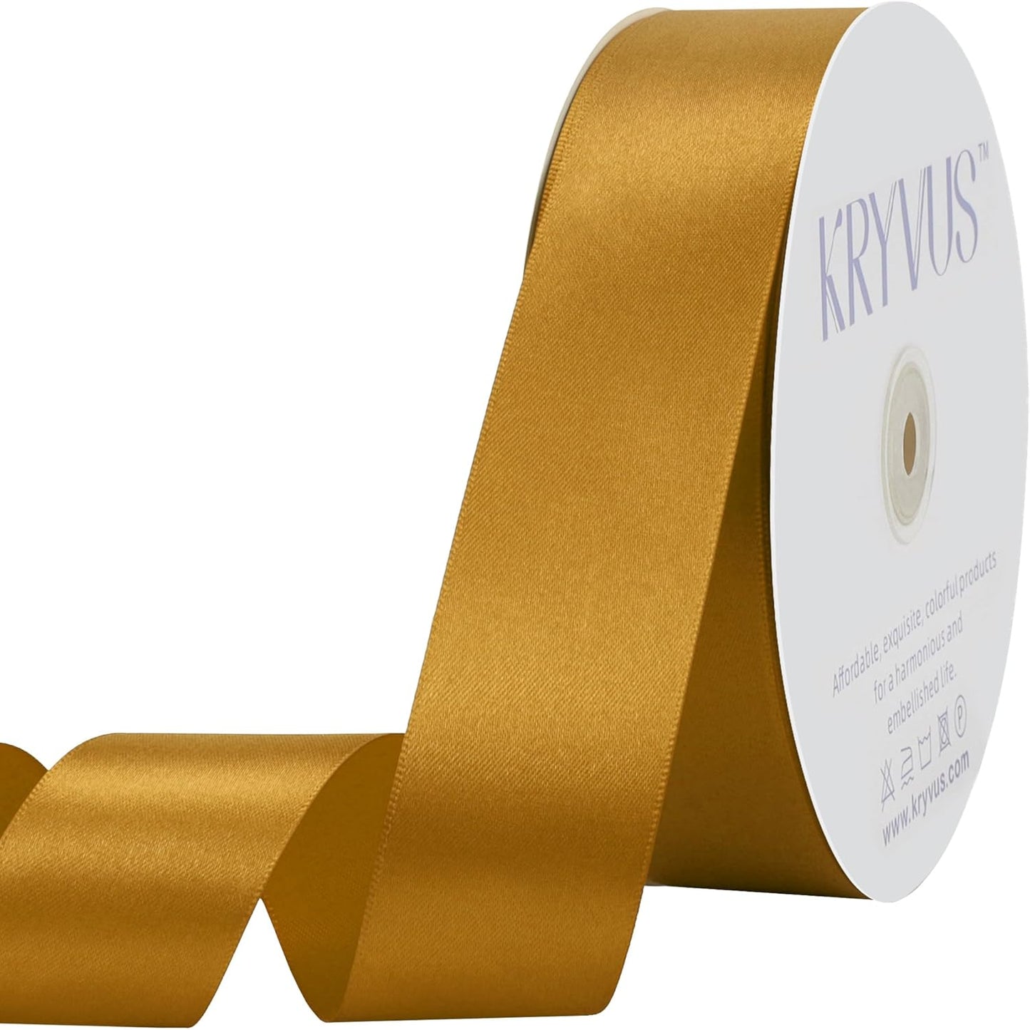 Gold Satin Ribbon 1-1/2 inch X Continuous 100 Yards, Single Face Polyester Ribbon Perfect for Gift Wrapping, Flower Bouquet, Wedding Decor, Crafts, Bow Making, Sewing and More