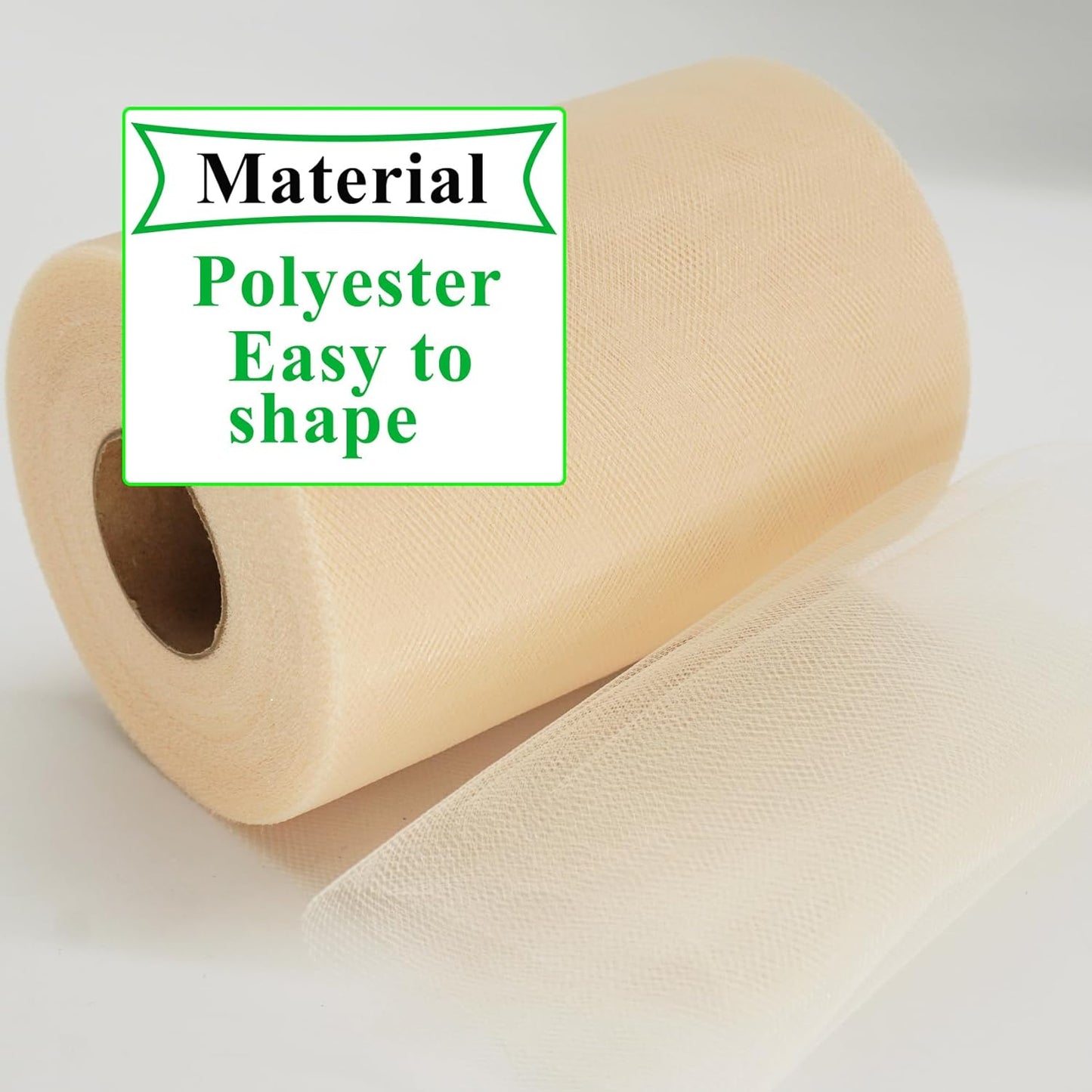 Beige Tulle Fabric Rolls 6 Inch by 100 Yards (300 feet) Fabric Spool Tulle Ribbon for DIY Tutu Gift Wrapping Baby Shower Birthday Party Wedding Decorations Christmas Craft Supplies