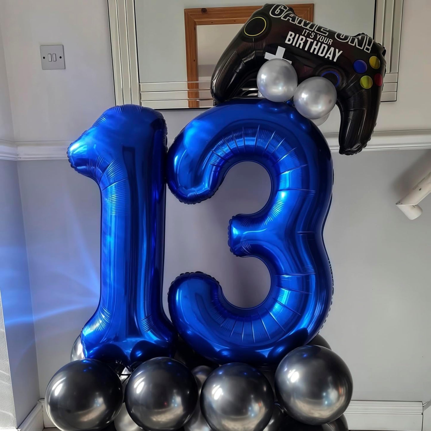 Navy Blue 9 Balloon Number,40 Inch Number 9 Balloon Big Dark Blue 9 Foil Mylar Helium Balloon for Birthday Party Decorations
