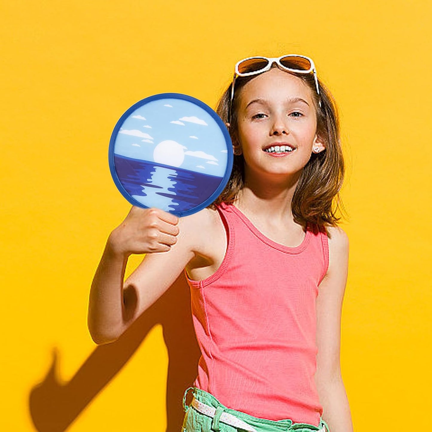 4 Styles Landscape Round Foldable Hand Fan Japanese Foldable Fan Style Handheld Foldable Compact Cooling Fans,Round Folding Fan for Outdoor Games,Xmas Decoration,Festival,Party Favors,Travel,Events