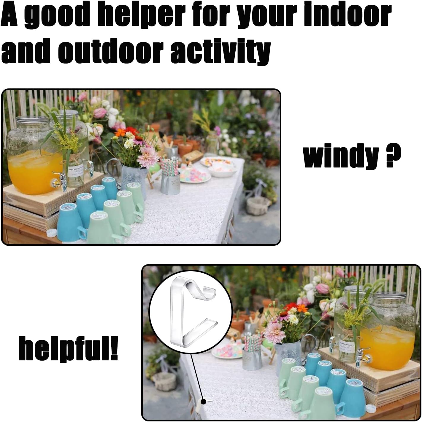 48 Pieces Transparent Clear Tablecloth Clips, Plastic Table Cloth Clips，Windproof Table Cover Holder Clamps，Table Cloth Holder for Christmas Home Wedding Party Indoor Outdoor Camping Picnic (Large)