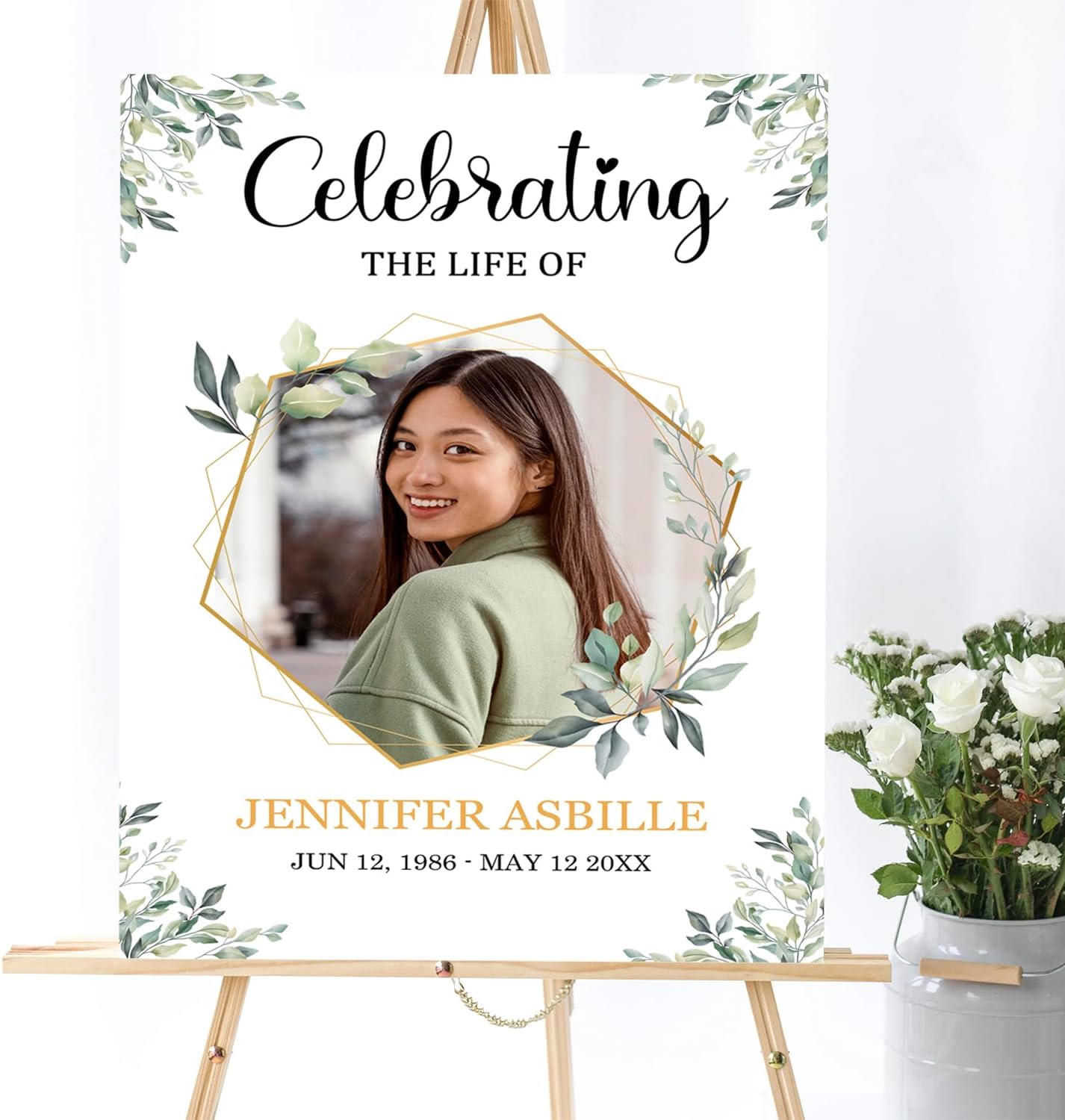 Greenery Funeral Welcome Sign, Celebration of Life Sign, In Loving Memory Sign, Large Funeral Sign, Memorial Sign, Funeral Decor, Funeral Sign, Funeral program