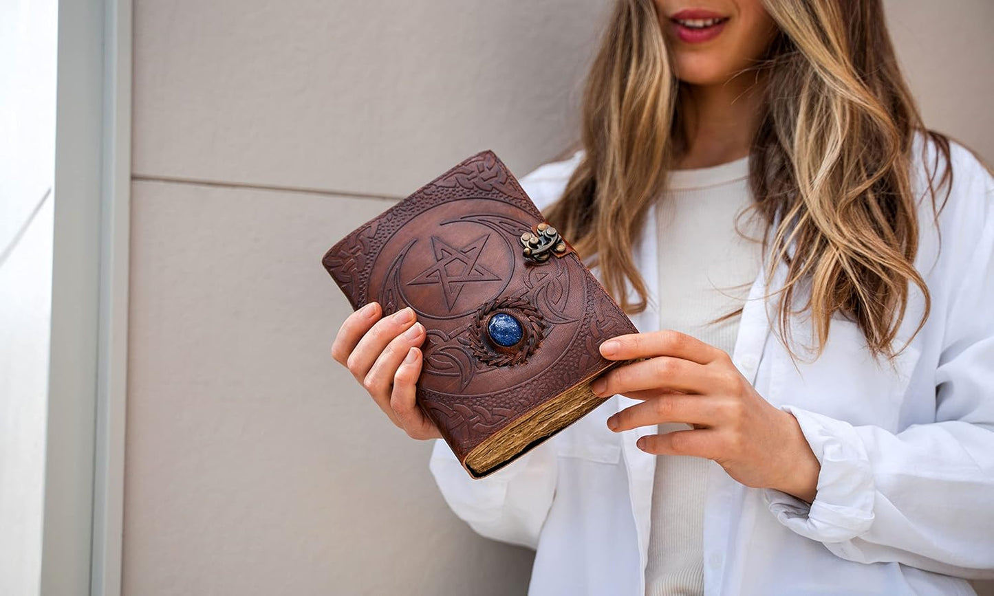 Vintage Leather Journal Handmade Buffalo Non-Refillable Deckle Edge Paper – Leather Bound Journal for Women Men Vintage C-Lock Closure Ideal for Writing & Travel for Artists