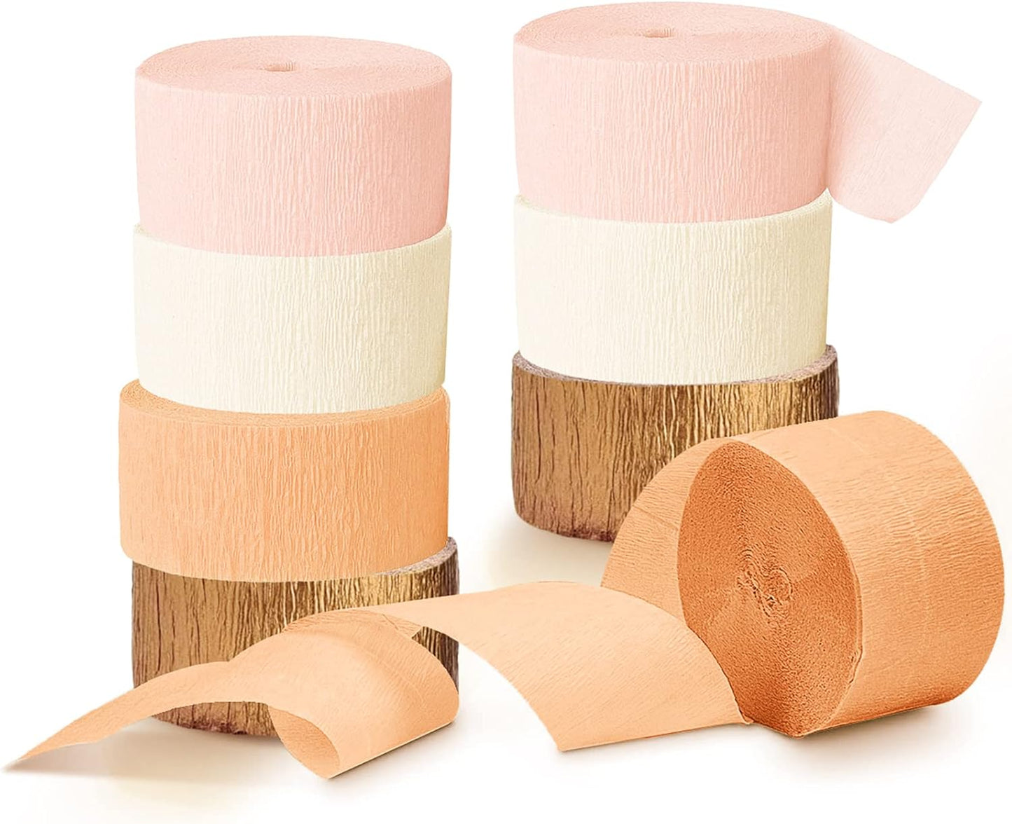 AOBKIAT Wedding Decor Gold Pink Orange Gold Crepe Paper 8 PCS Streamers Party Decorations for Wedding,Bachelorette,Birthday,Bridal Baby Shower,Anniversary Party Backdrop